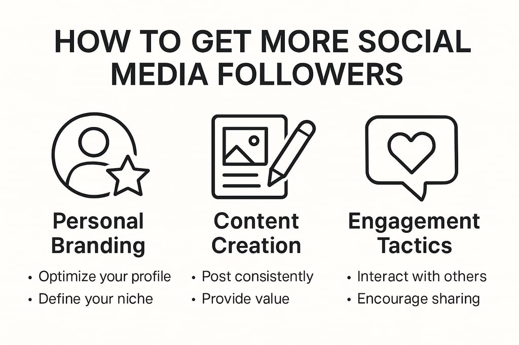 Infographic showing steps to get more followers online