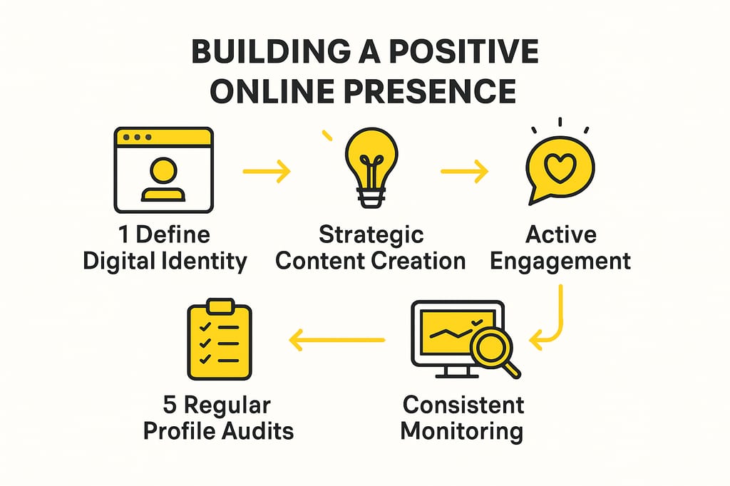 Infographic explaining steps to build online reputation