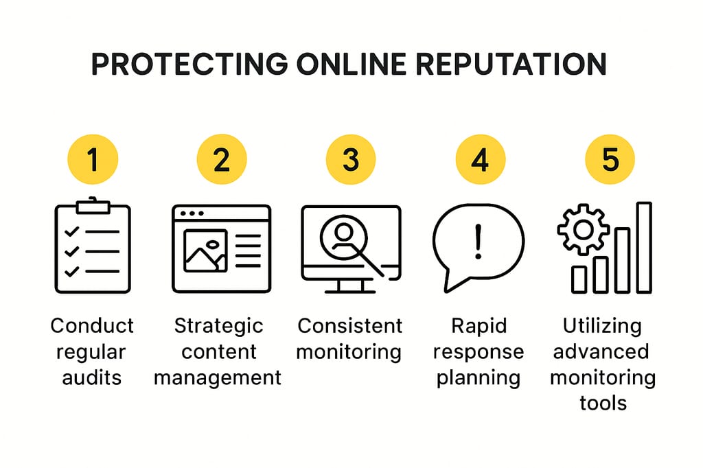 Infographic showing proactive steps to protect online reputation